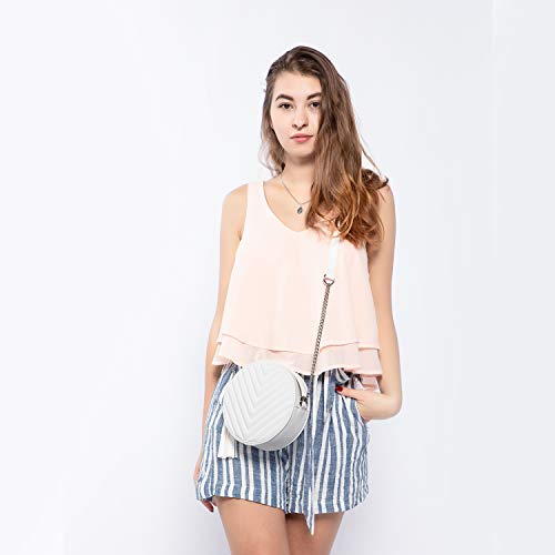 Crossbody Bags for Women Round Purse Quilted purse, Faux Leather, with Tassel2