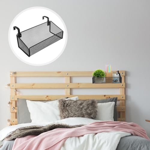 OKUMEYR Hängekorb Metall Schwarz Für Bett Organizer Mit Haken 10.63X5.12X3.54 Zoll Nachttisch Aufbewahrungskorb Für Wohnheim Schlafzimmer Büro