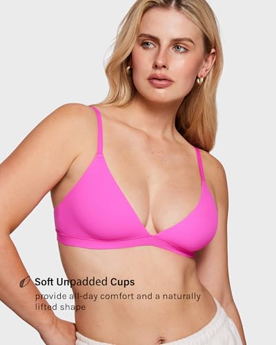 Image of INLYRIC Women's Inbarely Triangle Bralette Plunge Unlined Seamless Bra No Underwire Sexy Comfortable Everyday