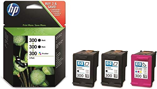 HP CN637EE 300 Cartucho de Tinta Original, 3 unidades, negro y tricolor (cian, magenta, amarillo)