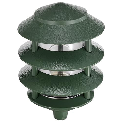 Image of Nuvo Lighting SF77 /324 One Light Three Louver Small Hood 120 Volt Die Cast Aluminum Durable Outdoor Landscape Pathway Lighting, Green