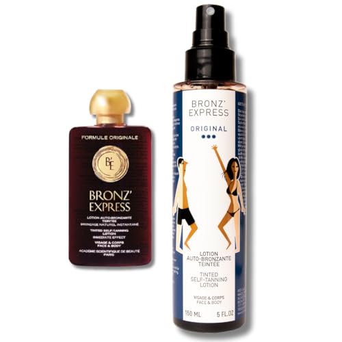 Bronz’Express | Made In France | Selbstbräuner Lotion Getönt Für Gesicht Und Körper | Sofortige Natürliche Bräune | Ohne Flecken | Vegan | 100 Milliliter