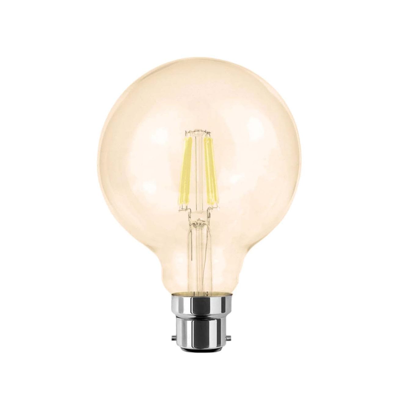 G.W.S® LED Filament Bulb, G95 B22 Bayonet, LED Globe Bulb, 8W Dimmable Warm White 2700K, Amber Glass — image 1