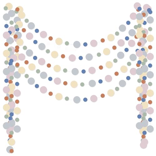 Image of Outus 5 Pieces Colorful Circle Garland Banner Hanging Paper Dot Decorations for Classroom, Birthday Party, Baby Shower, Wedding Backdrop & Photo Booth Graduation Decor (Boho Color)