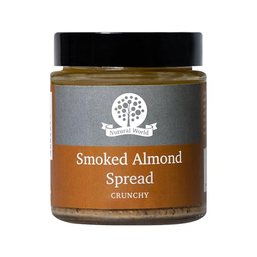 Nutural World - Knusprig, pikanter Brotaufstrich aus geräucherten Mandeln (170g netto) im Glasgefäß - Schmackhaft, Nährstoffreich und Vegan