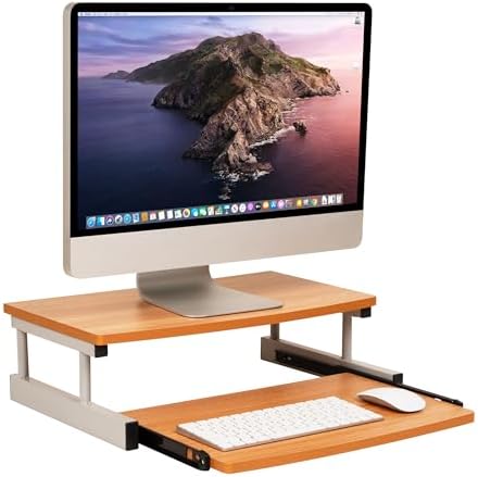 Mind Reader Monitor Stand, Sliding Keyboard Drawer, Laptop, Riser...