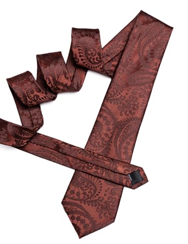 Image of Barry.Wang Paisley Tie Fashion Set Hanky Cufflinks Neckties for Men Woven Silk