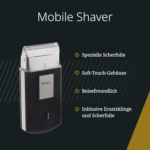 Wahl Mobile Shaver – Kabelloser Elektrorasierer mit Reiseetui – Flexible Scherfolie für eine besonders gründliche Rasur