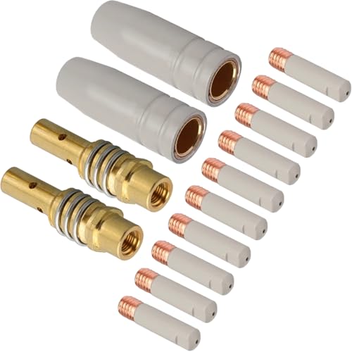 EATBALE Buse de gaz avec buse de contact avec revêtement, support de buse de protection pour torche de soudage MIG MAG AK15 MB15 pièces de rechange diffuseur de gaz 8 mm 0,030' buse conductrice