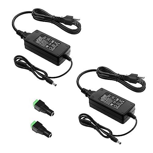 Image of ALITOVE 12V Power Supply 5A 12 Volt DC 60W Power Adapter 100~240V AC to DC 12V Converter 5amps 4A 3A Low Voltage Transformer LED Driver with 5.5 x 2.5mm 2.1mm Plug for LED Light CCTV Camera, 2pack