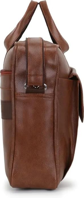 Image of Professional Business Laptop Bag,Leather Briefcase with Shoulder Strap, Multiple Compartments for Men