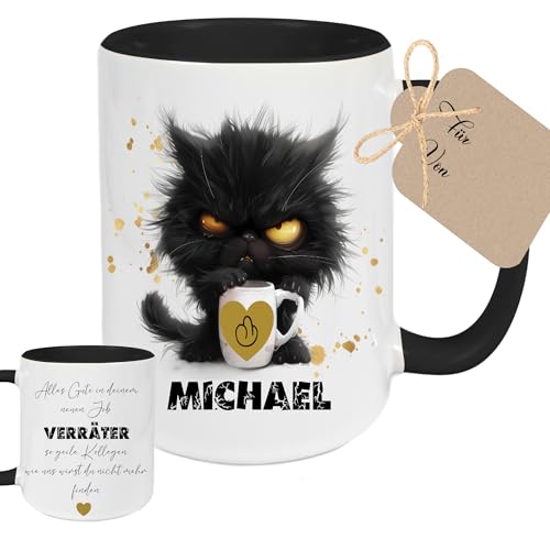 Manufaktur Liebevoll - Tasse Abschied Kollege personalisiert Tasse mit Spruch Alles Gute f&uuml;r Deinen neuen Job - Geschenk zum Abschied - Jobwechsel Abschiedsgeschenk f&uuml;r Kollegen mit Geschenkanh&auml;nger