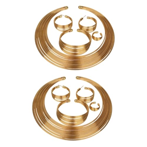 Joyería africana dorada antialérgica de 2 piezas para evitar rojeces en fiestas