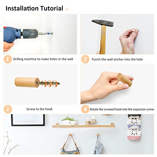 Agitatesand Wood Wall Hooks, 4 Pack Natural Coat Hooks Wall Mounted Rustic Wooden Hooks Heavy Duty Robe Hook Hat Rack | Hooks For Hanging Bathroom Towels Clothes Hanger #TOP2