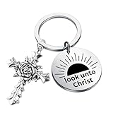 SEIRAA LDS Youth Theme Keychain LDS Church Gifts LDS Mormon Gift Look Unto Christ Keychain FSY Youth Camp Jewelry (Look Unto key)