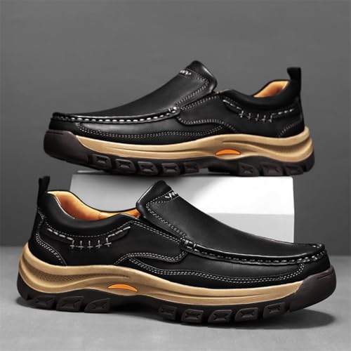 Men's Slip - On Leather Outdoor Comfortable Casual Hiking Shoes for Work Office and Beyond4