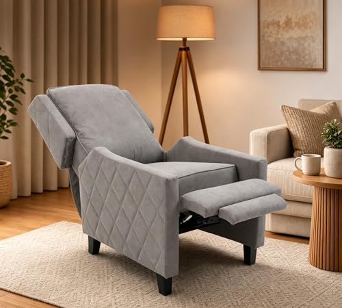 Sillón con reposapiés ajustable y tapizado gris miniatura 1