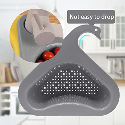 Sink Drain Basket, 4Pack Swan Drain Basket Strainer, Corner Kitchen Sink Strainer Drain Cover Multifunctional Hanging Filtering Triangular Drain Shelf, Easy to Disassemble Fits All Sinks