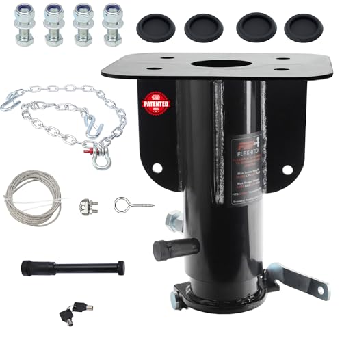 Fifth Wheel to Gooseneck Adapter Adjustable Height 13-19 Bolt-On to Standard Kingpin Box 20000 lbs GTW 4000 lbs VTW Fits Standard 5th Wheel Camper Includes Safety Chain with a Pin Lock