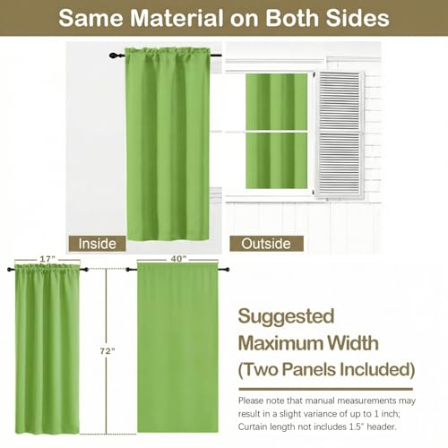 Image of Lime Blackout Curtains for Bedroom 72 Inch Length 2 Panels Set, Thermal Insulated Curtains for Living Room Nursery, Energy Saving Window Drapes for Patio French Door Front Door, 2x40Wx72L