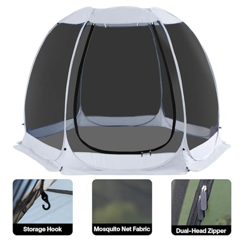 Alvantor 10'x10' Pop Up Screen House Tent, Instant Outdoor Gazebo with Mosquito Netting & UPF 50+ Sun Protection, Portable Canopy Shelter for Patio, Backyard, Camping (4-6 Person),Grey by Alvantor - Image 4
