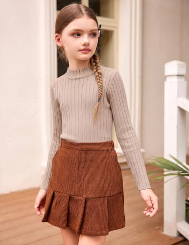 Image of Arshiner Girls Half Turtleneck Long Sleeve Knit Slim Sweater Pullover Tops