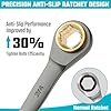 DURATECH Anti-slip 4-in-1 Reversible Ratcheting Box Wrench Set, Double Box End, SAE, 2-Piece, 5/16, 3/8, 7/16, 1/2 & 9/16, 5/8, 11/16, 3/4-Inch, CR-V Steel, Nickel Plated, with Rolling Pouch