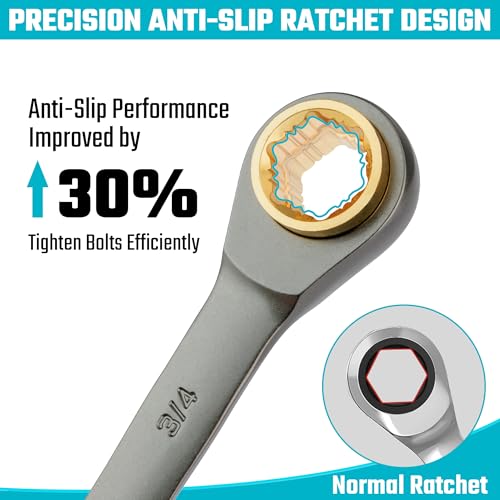 Image of DURATECH 4-in-1 Anti-Slip Reversible Ratcheting Box Wrench Set, SAE