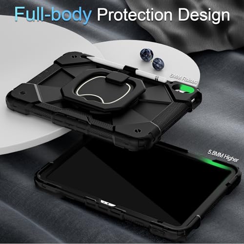 Image of Auizotl Case for iPad (A16) 11th /10th Generation 2025 /2022,360 Rotating Stand iPad Case 10th Generation with Screen Protector Pencil Holder,Heavy Duty Shockproof i Pad 11.0 /10.9 Inch Cover,Black