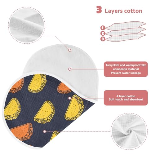 2 Pack Muslin Burp Cloths Taco Black Cotton Baby Burp Cloths Ultra Absorbent and Soft Thick Burping Cloth for Newborn Boys Girls 22"x11"3