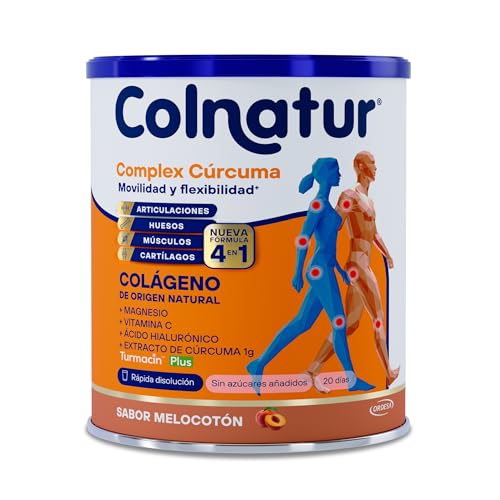 Colnatur Complex Cúrcuma Sabor Melocotón | 254g | Colágeno con Magnesio, Cúrcuma y Vitamina C para Músculos y Articulaciones