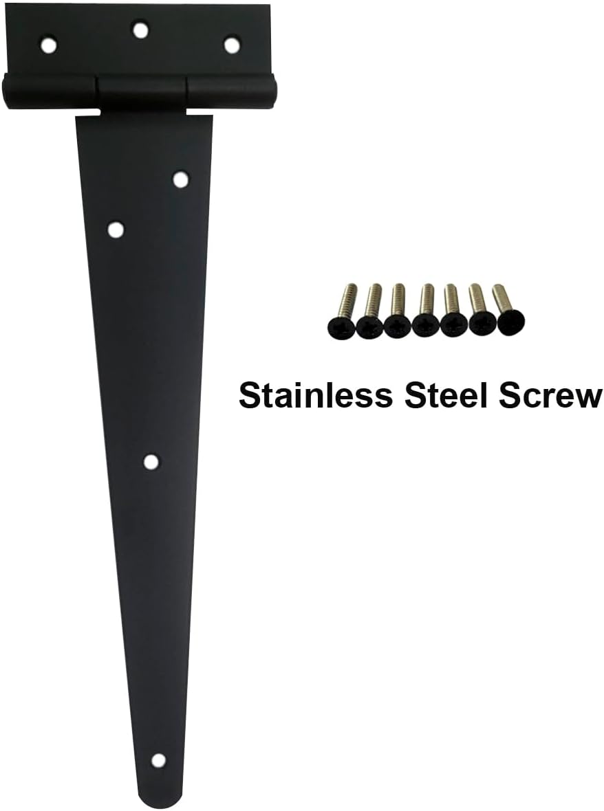 QCAA Extra Heavy Duty Tee Hinge, 14"x5"x3.0mm, Steel, Elegant Frosted Matte Black, 4 Pack
