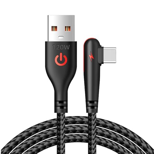 90 Degree Type C Woven Charging Cord 120W Efficient Charging