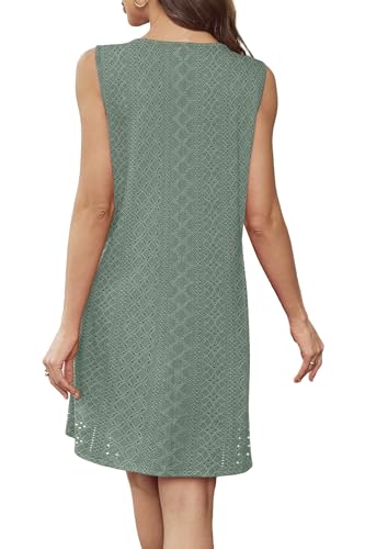 Image of BKRIVE Womens Lightweight Sleeveless Summer Dresses | Lace Yoke Neckline, Figure-Flattering for All Shapes - Ideal Beach Cover-Up & Hot-Weather Travel Essential