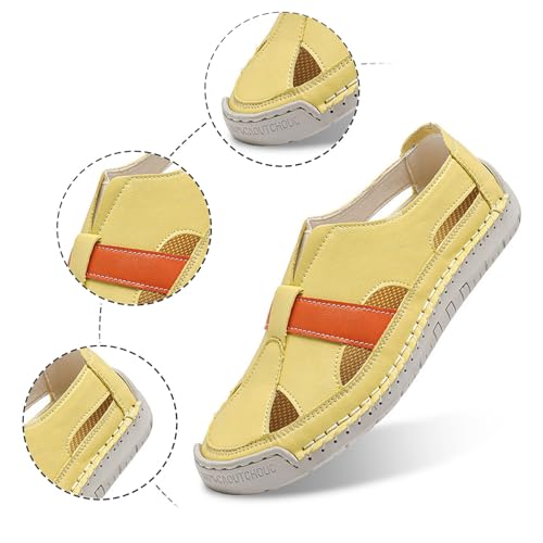 Men's Summer Casual Sandals Breathable Leather Fisherman Sandals Adjustable Hook Loop Flat Comfortable Beach2