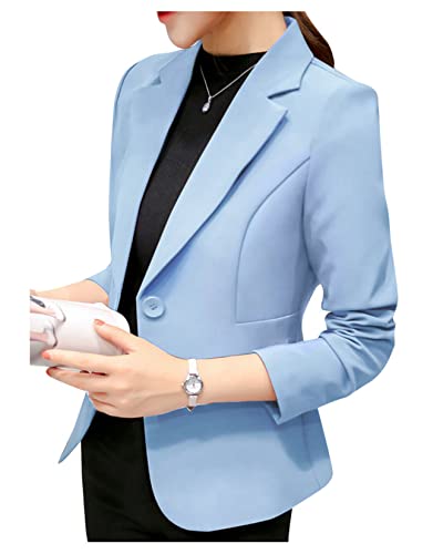 Mulheres Office Blazer De Manga Longa Capa De Traje De Cama De Lapela Um Botão Com Bolsos