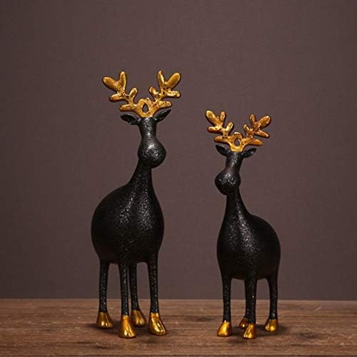 Statues Figurines Sculptures,Reindeer Couple Resin Figurine Cute Handmade Deer Lovers Statue Adornment Craft Gift for Room Embellishment and Christmas Decor