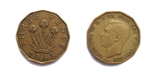 Stampbank Coins for Collectors - Circulated 1943 Threepenny bit / Three Pence Coin / 3p / Good Grades