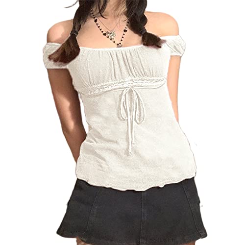 Image of Fairy Grunge Y2k Shirts Vintage Crop Tops Short Sleeve Girls Slim Fit Tees