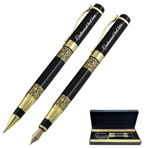 Set di penna stilografica personalizzata biros con confezione regalo, testo del nome inciso gratuitamente, adatto per affari, laurea, scuola, matrimonio, regalo d'ufficio