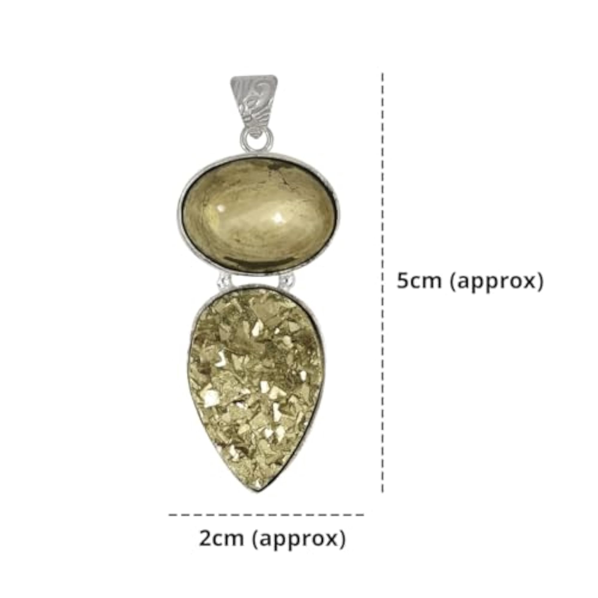 Natural Pyrite Pendant with Metal Chain, Unisex Gemstone Locket