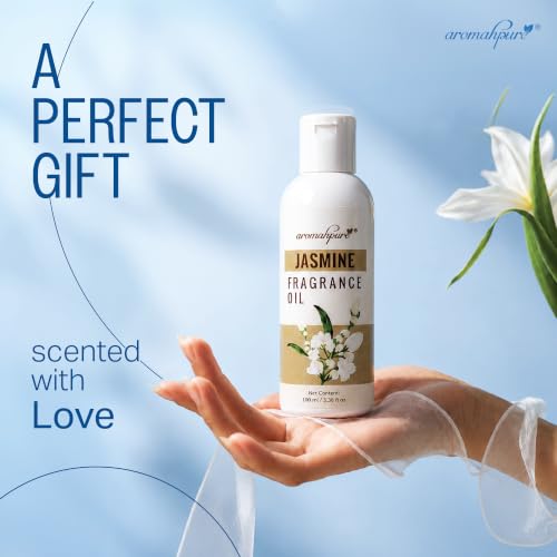 Image of Aromahpure Jasmine Aroma Oil | 100ml Undiluted & Natural | Long-Lasting Scent for Aromatherapy, Candle & Soap Making, Diffusers, Room Freshener, Humidifier, Bathroom Revitalizer & Home Essentials