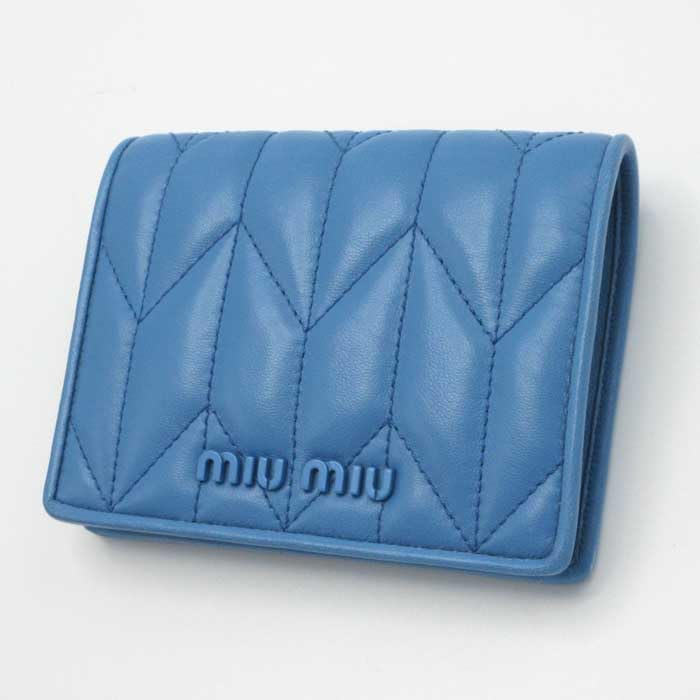 MIUMIU 二つ折り財布 青 MIU MIU - ミュウミュウ MIU MIU 財布 二つ折り マテラッセ 折りたたみ