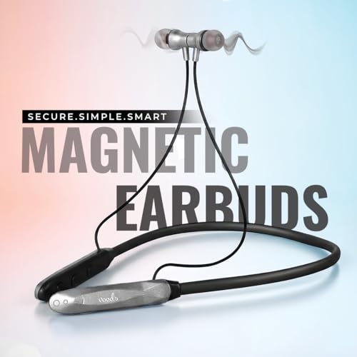 Image of Voods Nova Plus Bluetooth Neckband Combo, 30 Hours Playtime, 10mm Drivers Magnetic Earbuds, Bluetooth V5.4, Fast Charging, ENC Calling, Dual Device Pairing, IPX5 Rating (Black & Grey)
