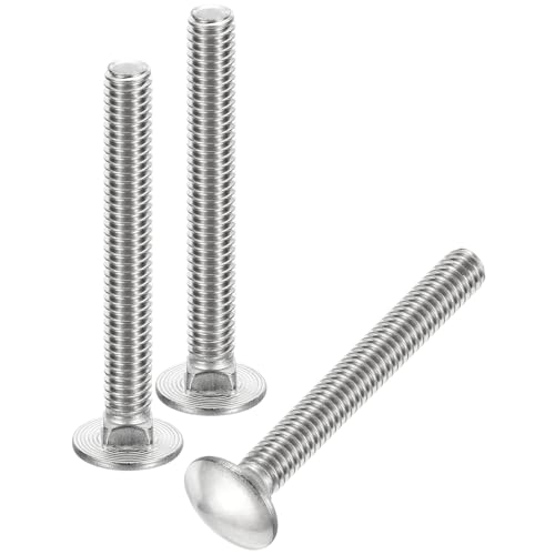 Image of uxcell 5 /16-18x2-1 /2 Carriage Bolt, 8pcs Round Head Square Neck Screws, 304 Stainless Steel, Fully Threaded, Silver