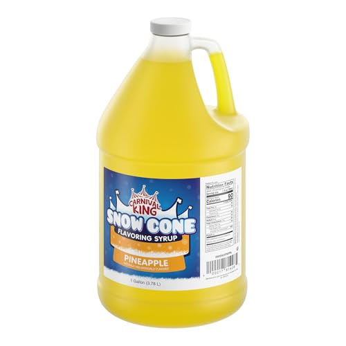 Carnival King Snow Cone Syrup 1 Gallon - Delicious Shaved Ice Flavoring for Slushies, Machines &amp; Parties (Pineapple)