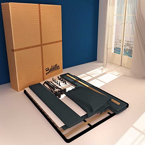 Baldiflex Einzelbett mit Stauraum, Modell Licia Soft aus Kunstleder, Lattenrost, für Einzelbetten, 180 x 200 cm, fein gepolstertes Kopfteil, Farbe Nachtblau – Bild 7