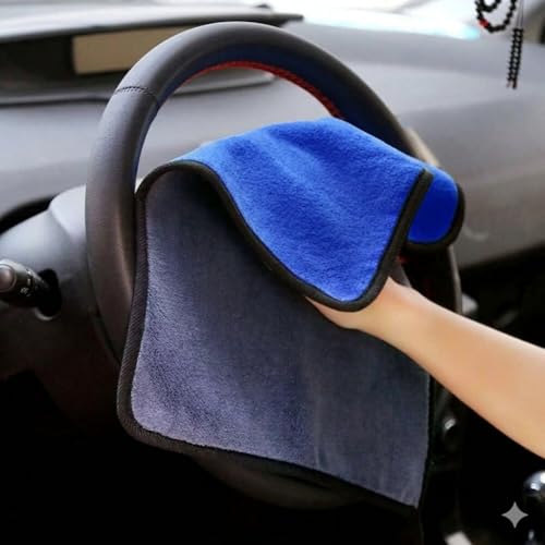 Image of Microfiber Cloth - 3 pcs - 40x40 cms - 500 GSM Blue-Grey Multipurpose Cleaning Cloths - Super Soft, Lint-Free & Reusable - Ideal for Car, Kitchen, Glass & Home Cleaning.