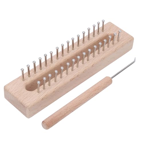 Akozon Rectangular Knitting, Kids Weaving Toy, Hand Wooden Weaving Machine, Wool Knitting Tool with Elbow Crochet Hook, Ideal for DIY Activities