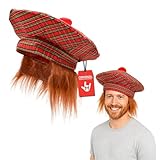 Golf Scottish Irish Tam Hat Plaid Tam O Shanter with Hair Costume Accessory